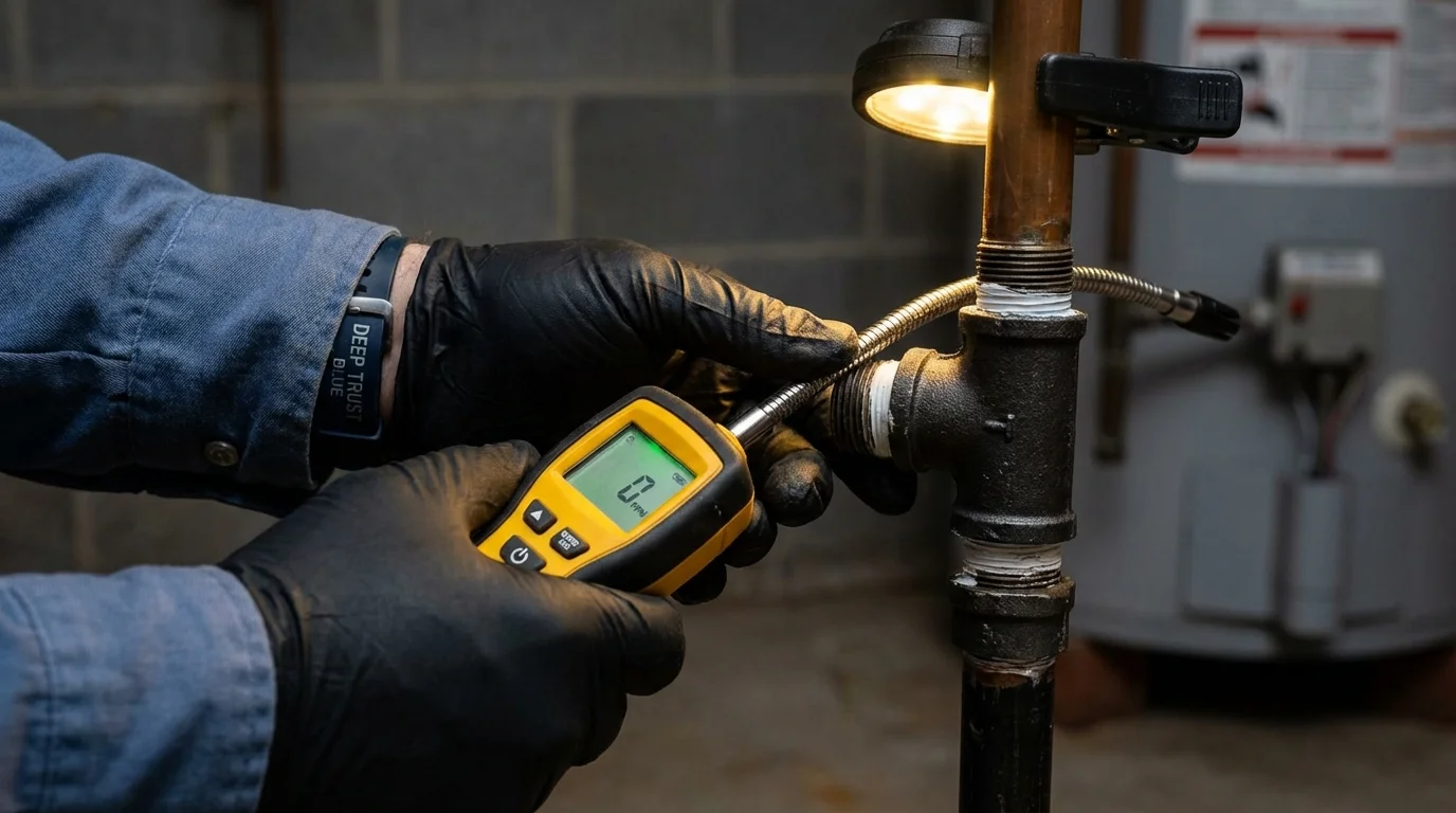Gas leak detection with electronic sniffer by Johns Plumbing LLC in Atlantic