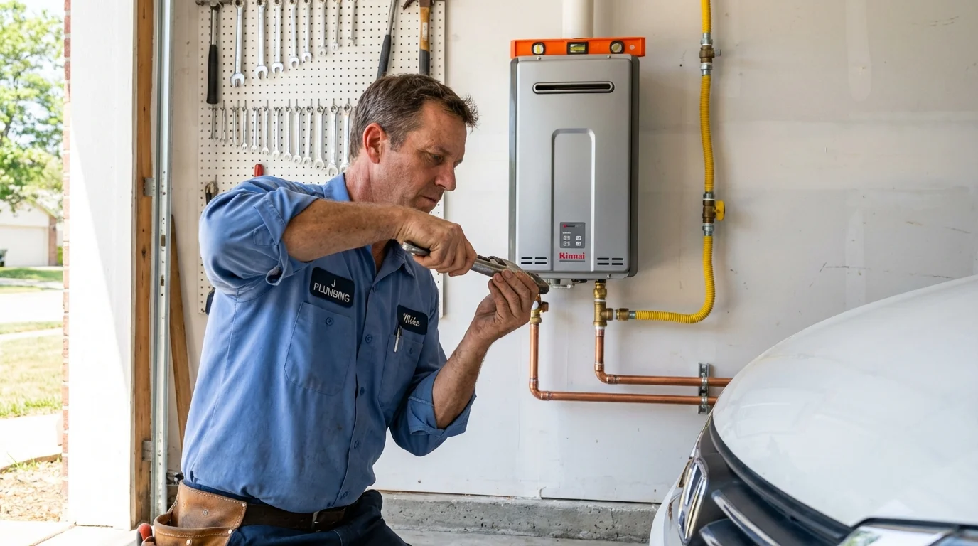 Tankless water heater installation by a Johns Plumbing LLC plumber in Atlantic